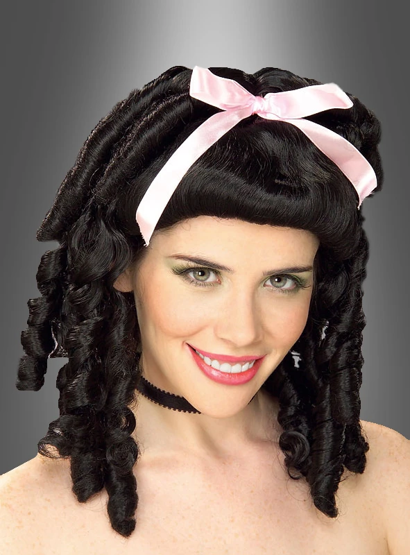 Perücke Korkenzieher Locken Schwarz 1 Perücke Korkenzieher Locken Schwarz