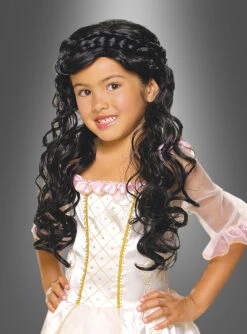 Prinzessin Perücke SCHWARZ Mädchen