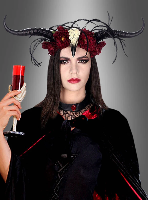 Deluxe Faun Hörner Mit Blumen Und Vogelschädel 1 Deluxe Faun Hörner Mit Blumen Und Vogelschädel