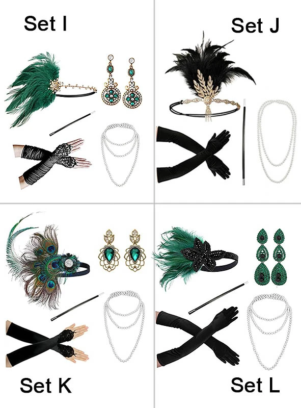 Charleston Kostümzubehör Set Gold 1 Charleston Kostümzubehör Set Gold