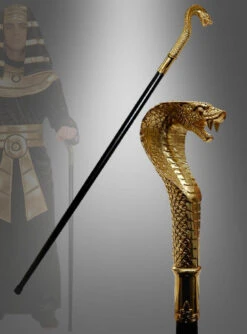 Deluxe Cobra Gehstock Schlange Pharao Gold 94cm