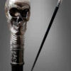 Totenkopf Spazierstock Antiksilber 93 Cm