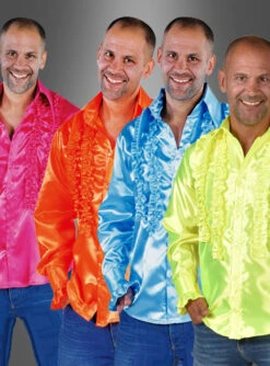 Doppelreihiges Rüschenhemd Waschbar 70er