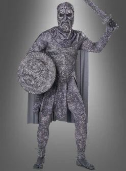 Versteinerter Krieger Mit Schild Und Schwert