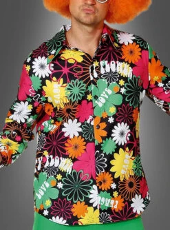 Hippie Herrenhemd Blumenwiese -Trend Geister Store hippie flower power hemd schwarz bunt e3b1d4b401 2